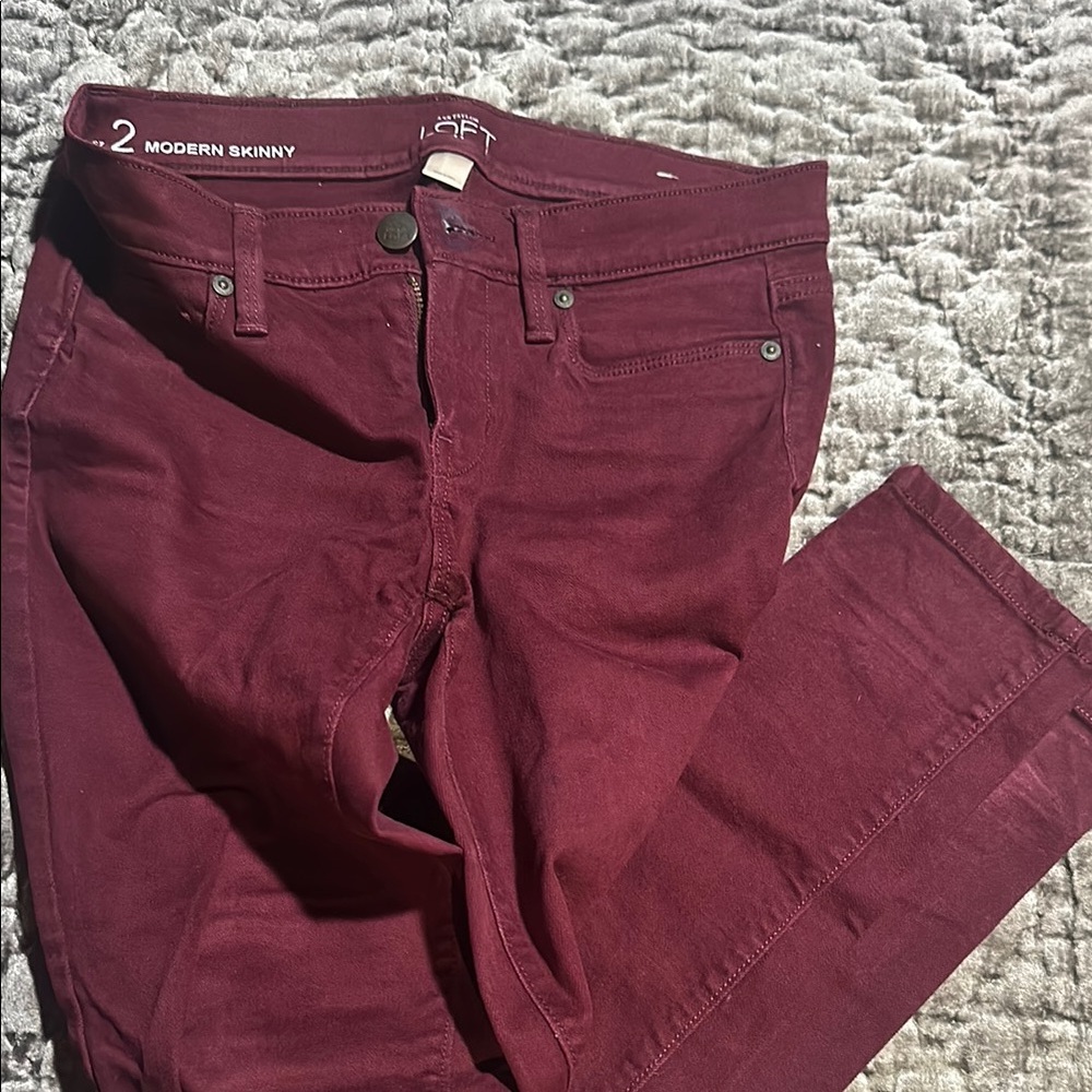 LOFT Modern Skinny Burgundy Jeans